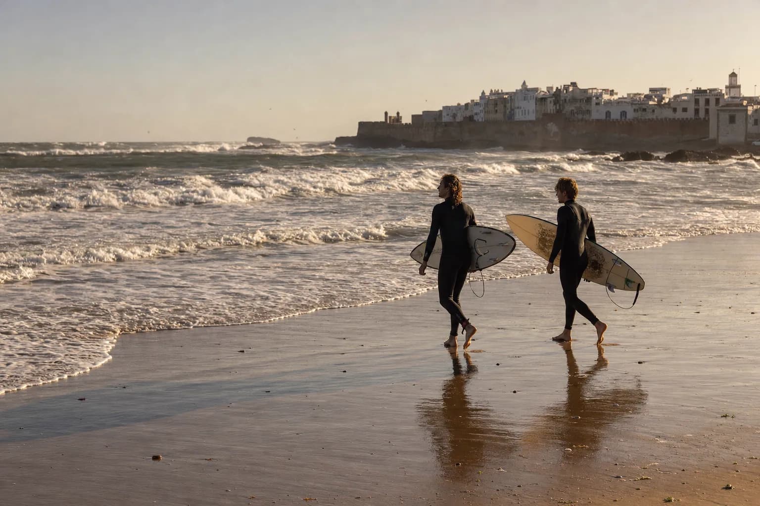 Surf sur la plage atlantique d’Essaouira